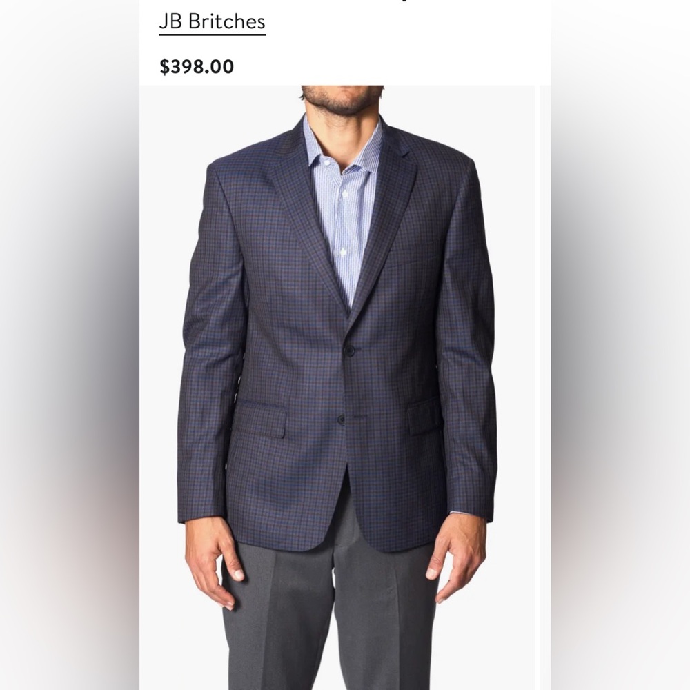 NWT JB BRITCHES Microcheck Wool Sport Coat